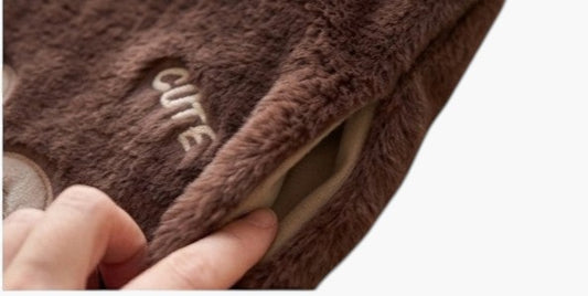 Campus Zone plush brown bunny hot water bottle with soft fabric and embroidered cute text detail