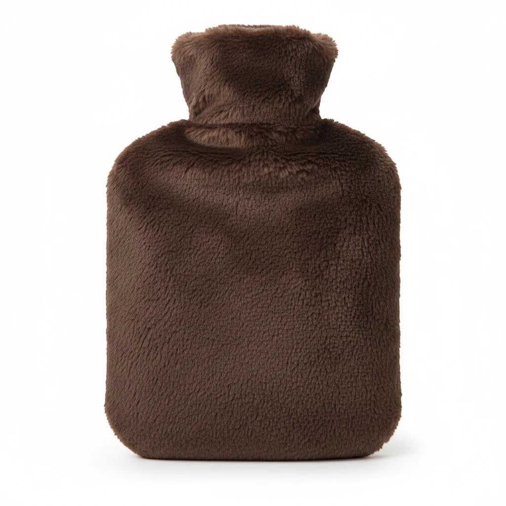 Campus Zone brown plush faux fur hot water bottle for cozy winter warmth and comfort
