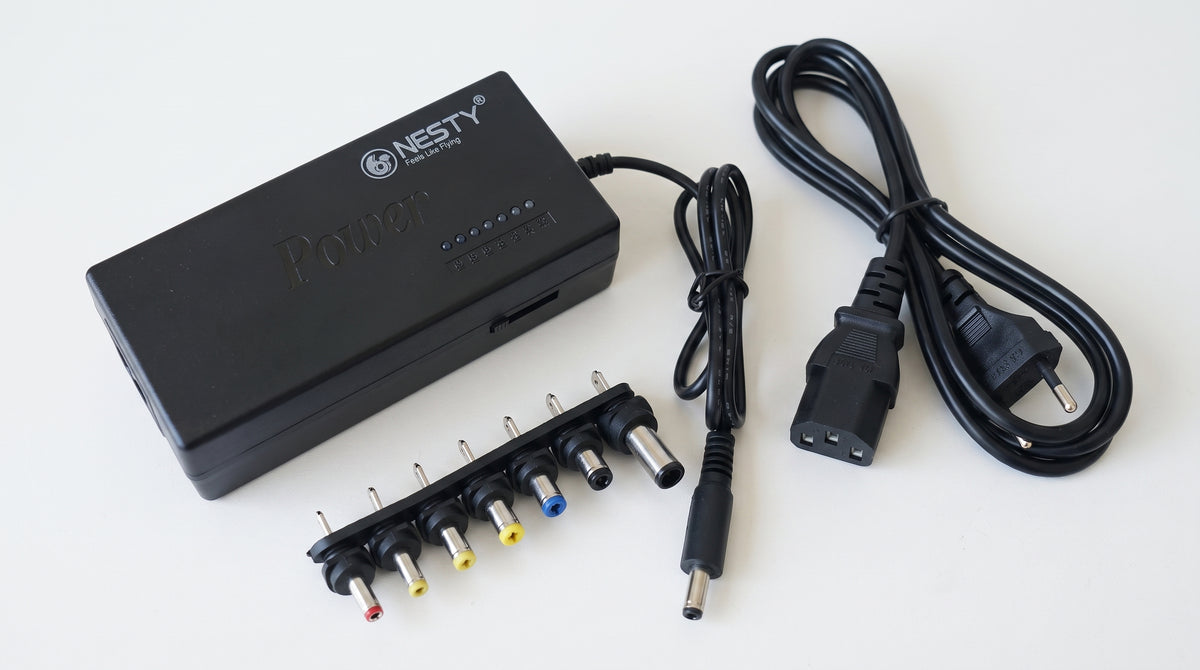 NESTY® Universal Laptop Charger — 100W, 8 Swappable Connectors (12V-24V)