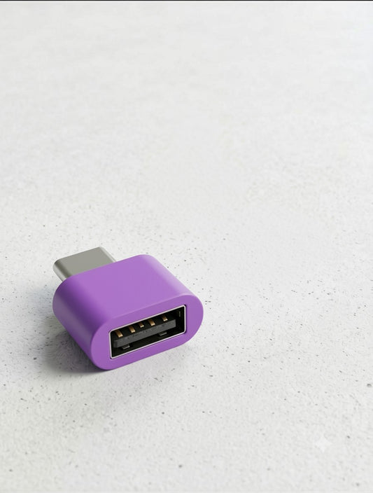 Campus Zone purple USB-C to USB-A OTG adapter for connecting peripherals to Android phones and tablets.